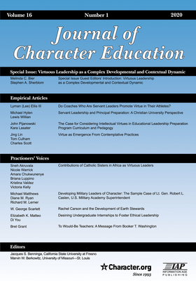 غلاف كتاب Journal of Character Education Volume 16 Number 1 2020