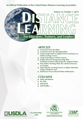 غلاف كتاب Distance Learning  - Volume 16 Issue 1 2019